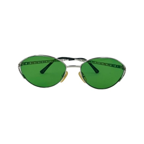 80\'s 90\'s Small CHRISTIAN DIOR Sunglasses Eyewear Silver Metal Frames Green Lens main image 6